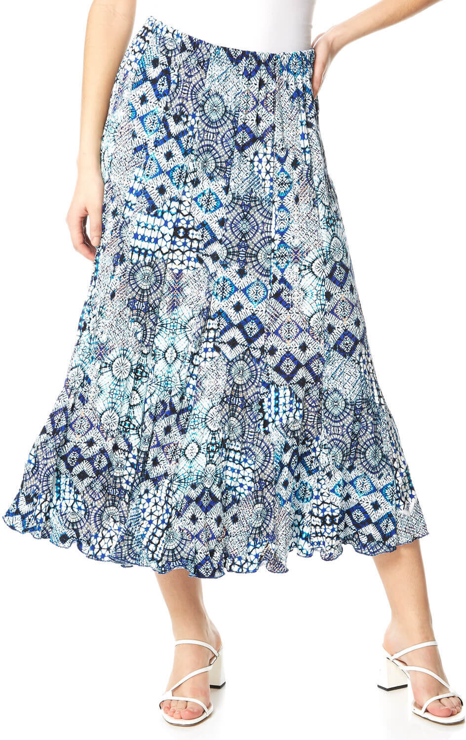 Roman Originals Crinkle Geometric Print Midi Skirt Roman Originals Crinkle Geometric Print Midi Skirt