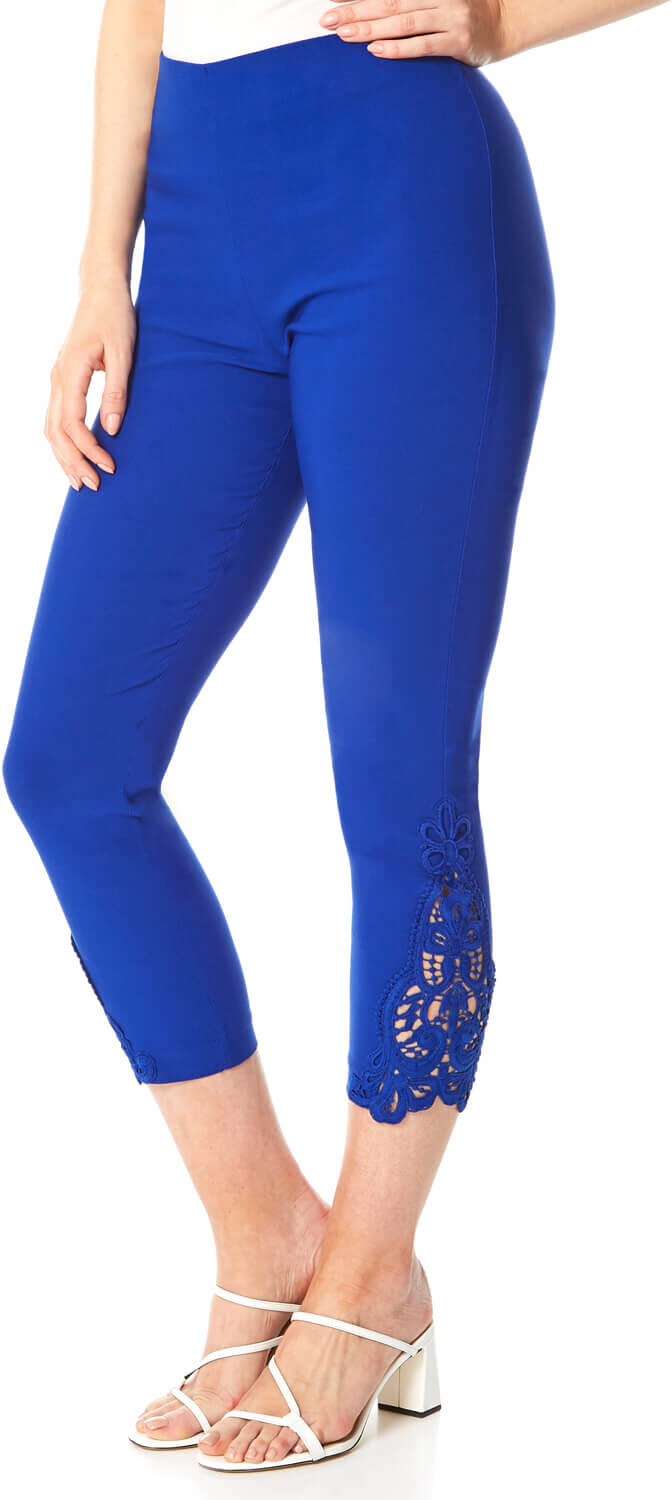 Roman Originals Lace Insert Crop Stretch Trousers Roman Originals Lace Insert Crop Stretch Trousers