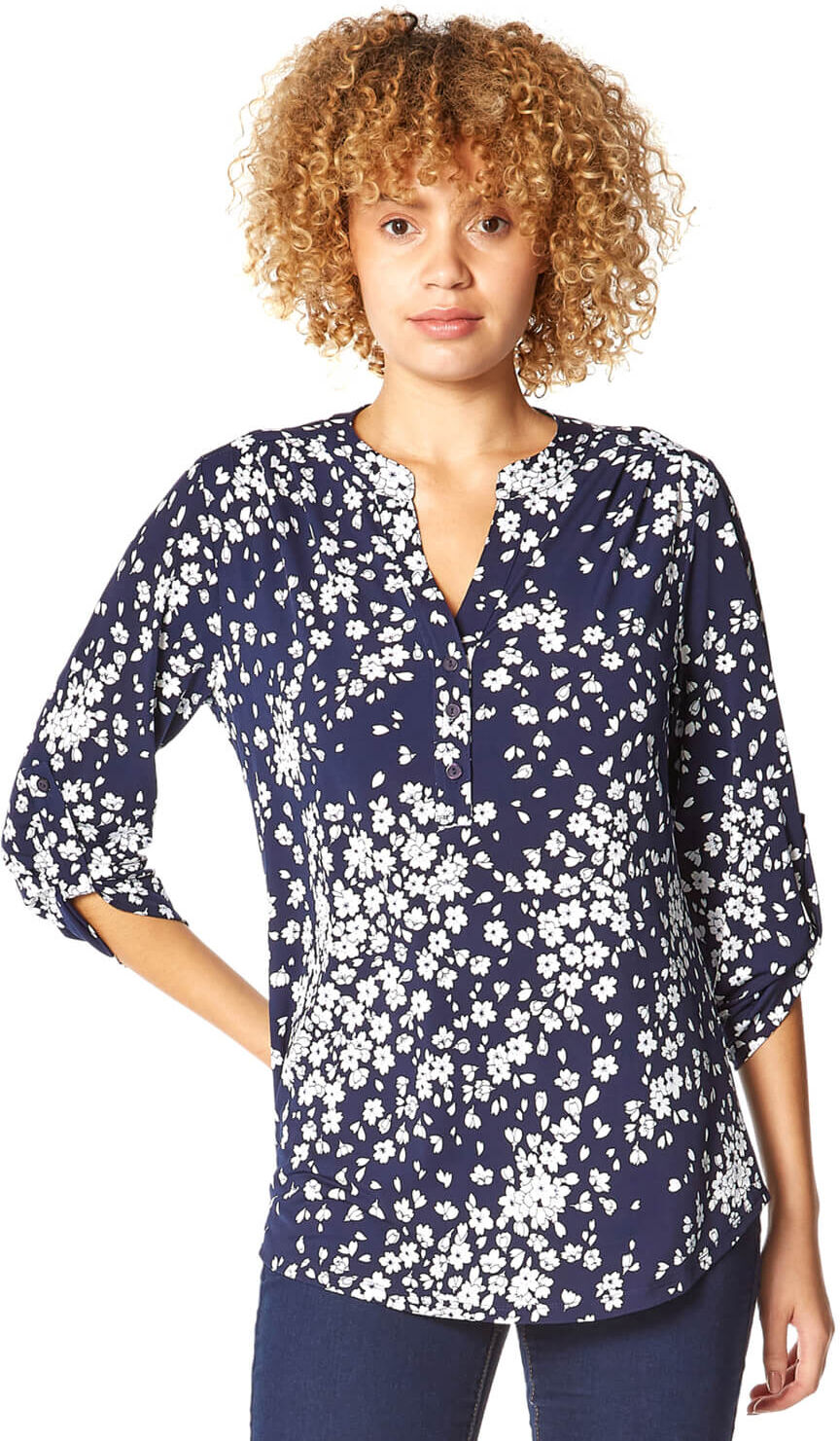 Roman Originals Floral Print Button Detail Top Roman Originals Floral Print Button Detail Top