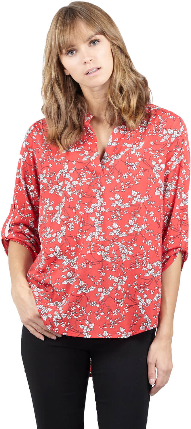 Izabel London Ditsy Floral Collarless Blouse Izabel London Ditsy Floral Collarless Blouse