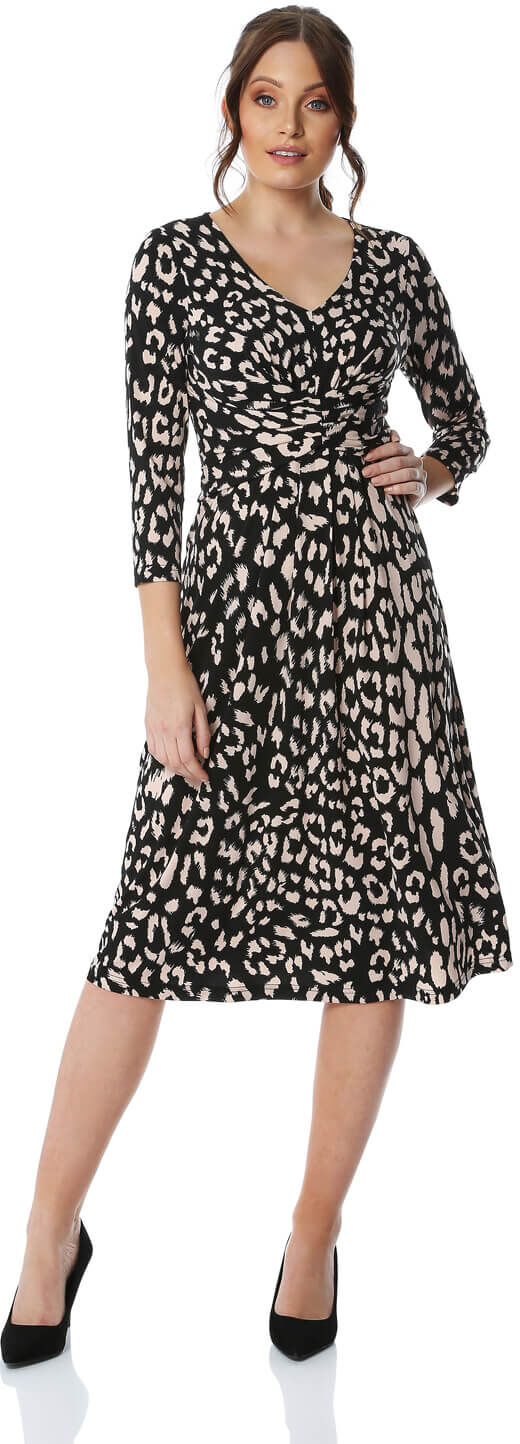 Roman Originals Animal Print Fit And Flare Dress Roman Originals Animal Print Fit And Flare Dress