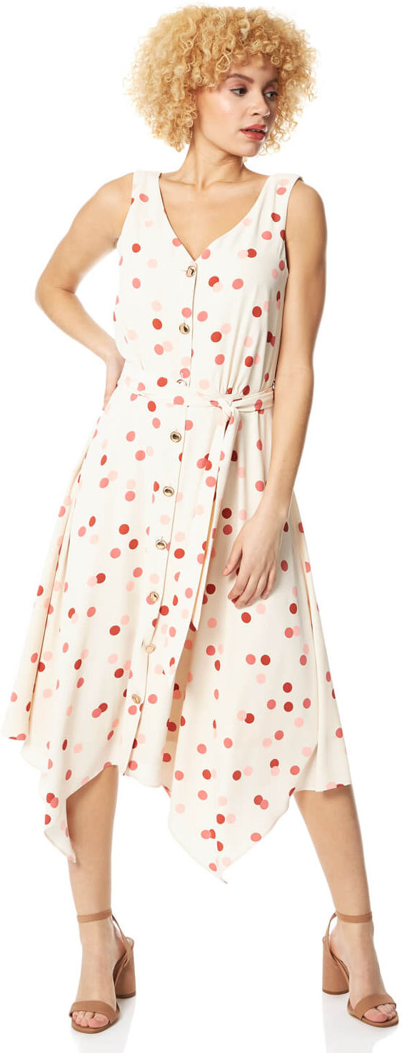 Roman Originals Polka Dot Fit and Flare Belted Dress Roman Originals Polka Dot Fit and Flare Belted Dress