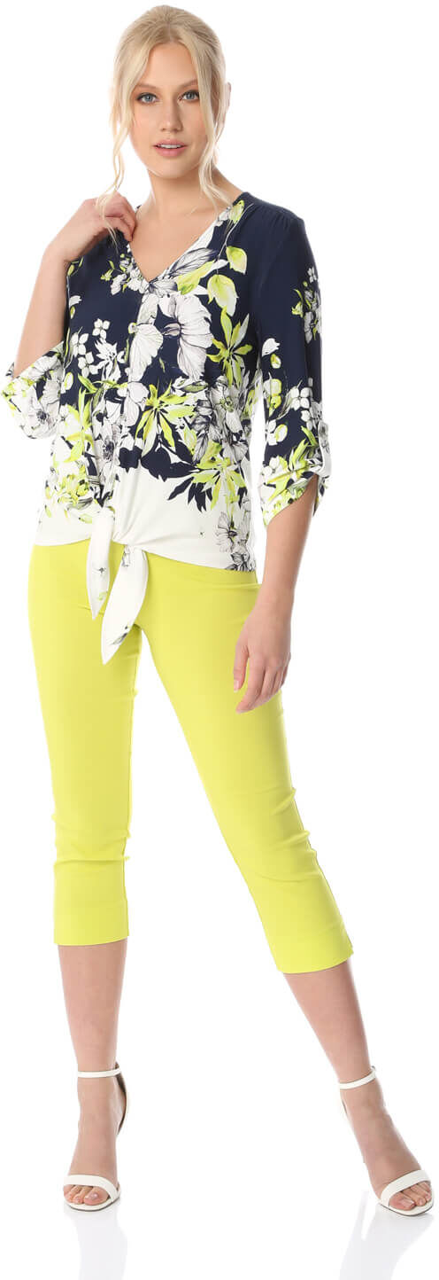 Roman Originals Border Print Tie Top Roman Originals Border Print Tie Top