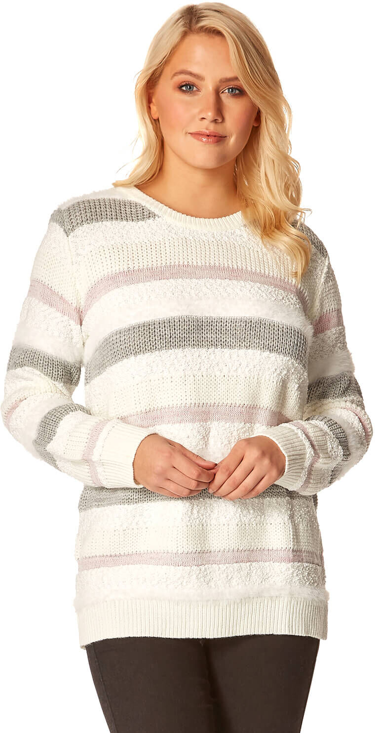 Roman Originals Stripe Print Fluffy Jumper Roman Originals Stripe Print Fluffy Jumper
