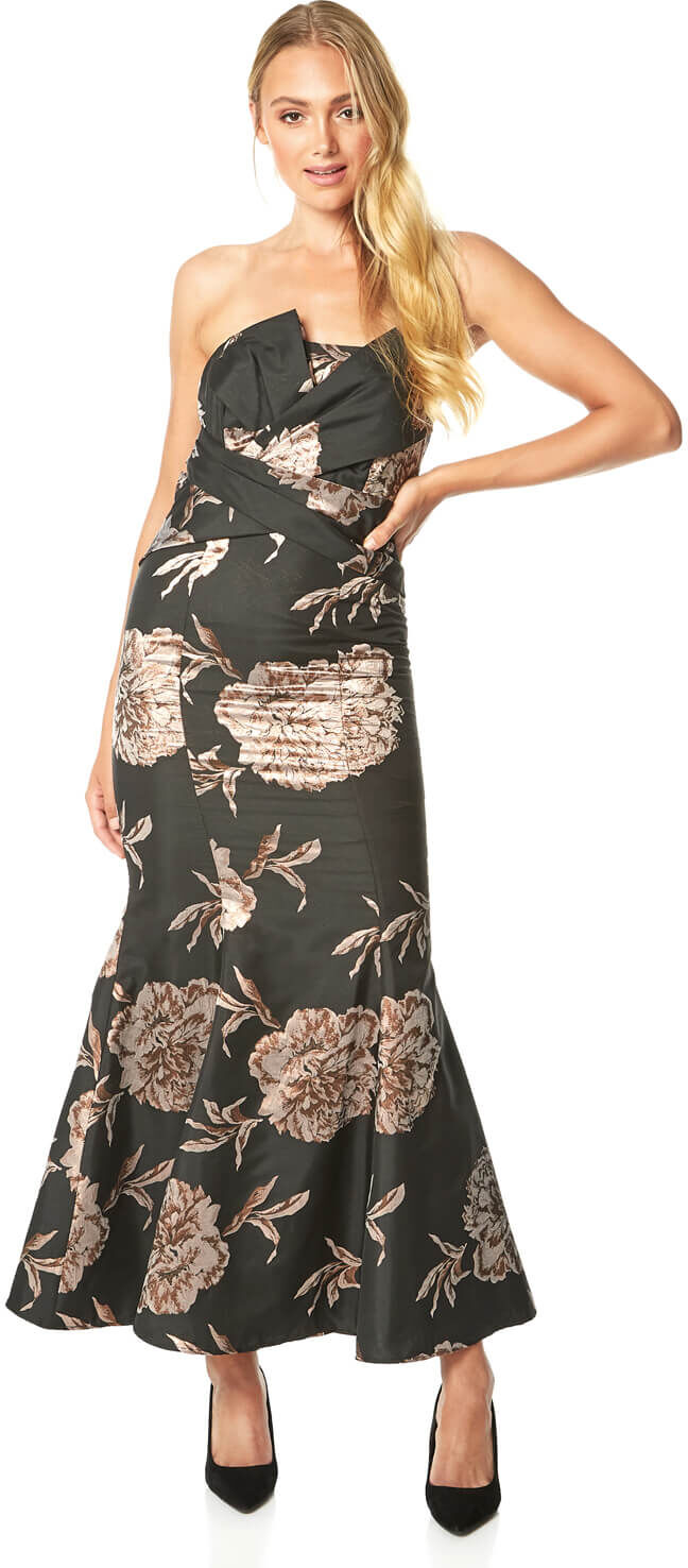 Roman Originals Floral Jacquard Fishtail Maxi Dress Roman Originals Floral Jacquard Fishtail Maxi Dress