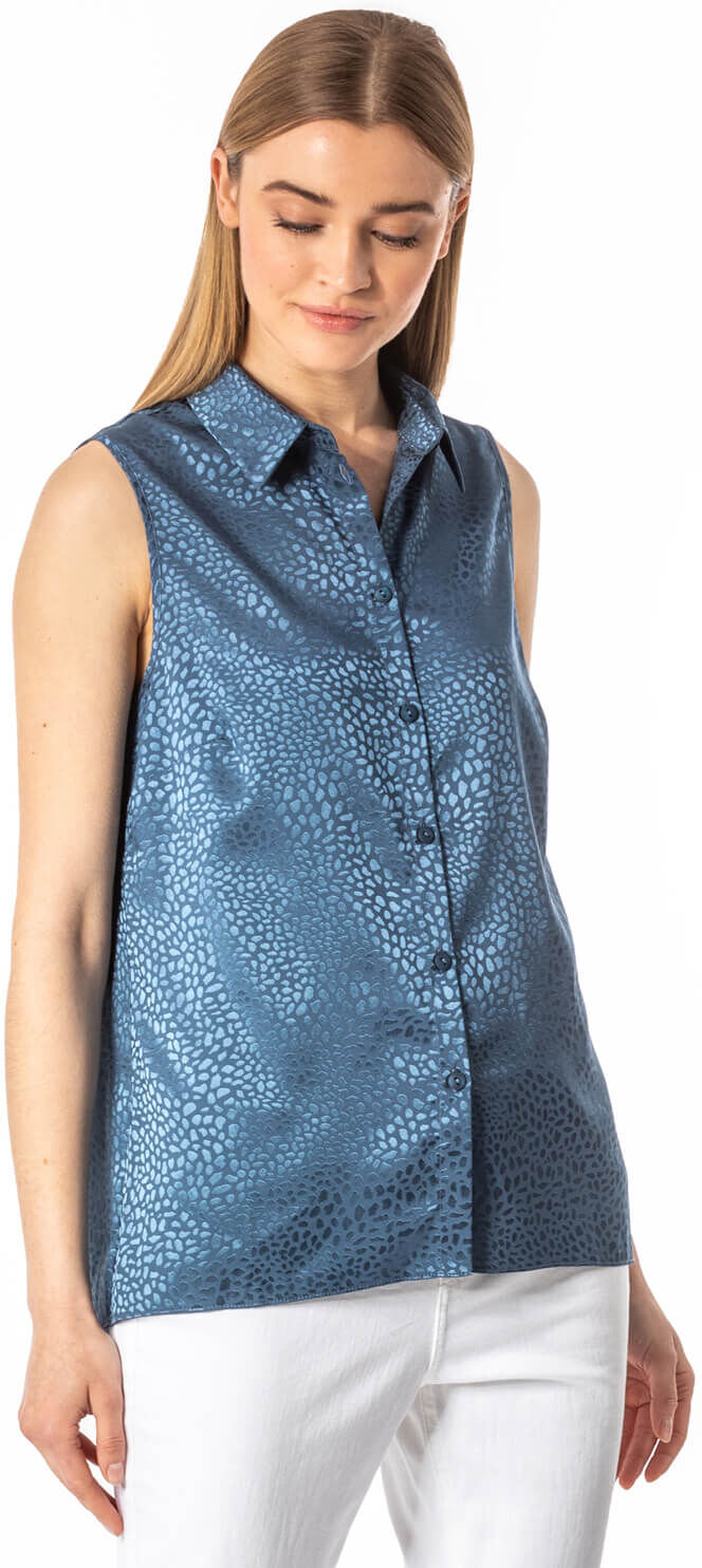 Roman Originals Jacquard Animal Print Sleeveless Shirt Roman Originals Jacquard Animal Print Sleeveless Shirt