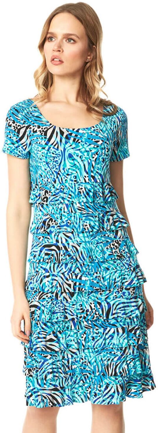 Roman Originals Abstract Animal Print Frill Tiered Dress Roman Originals Abstract Animal Print Frill Tiered Dress
