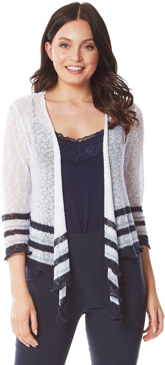 Roman Originals Stripe Asymmetric Shrug Roman Originals Stripe Asymmetric Shrug