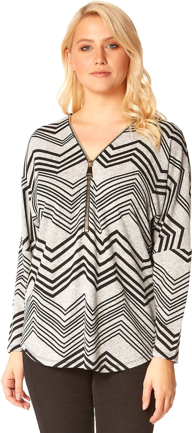 Roman Originals Zip Detail Zig Zag Top Roman Originals Zip Detail Zig Zag Top