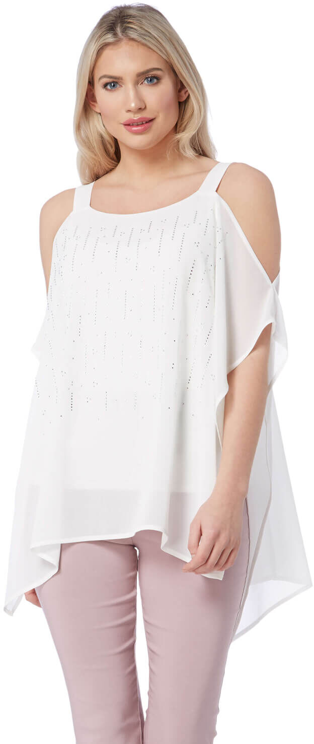 Roman Originals Lightweight Chiffon Diamante Top Roman Originals Lightweight Chiffon Diamante Top