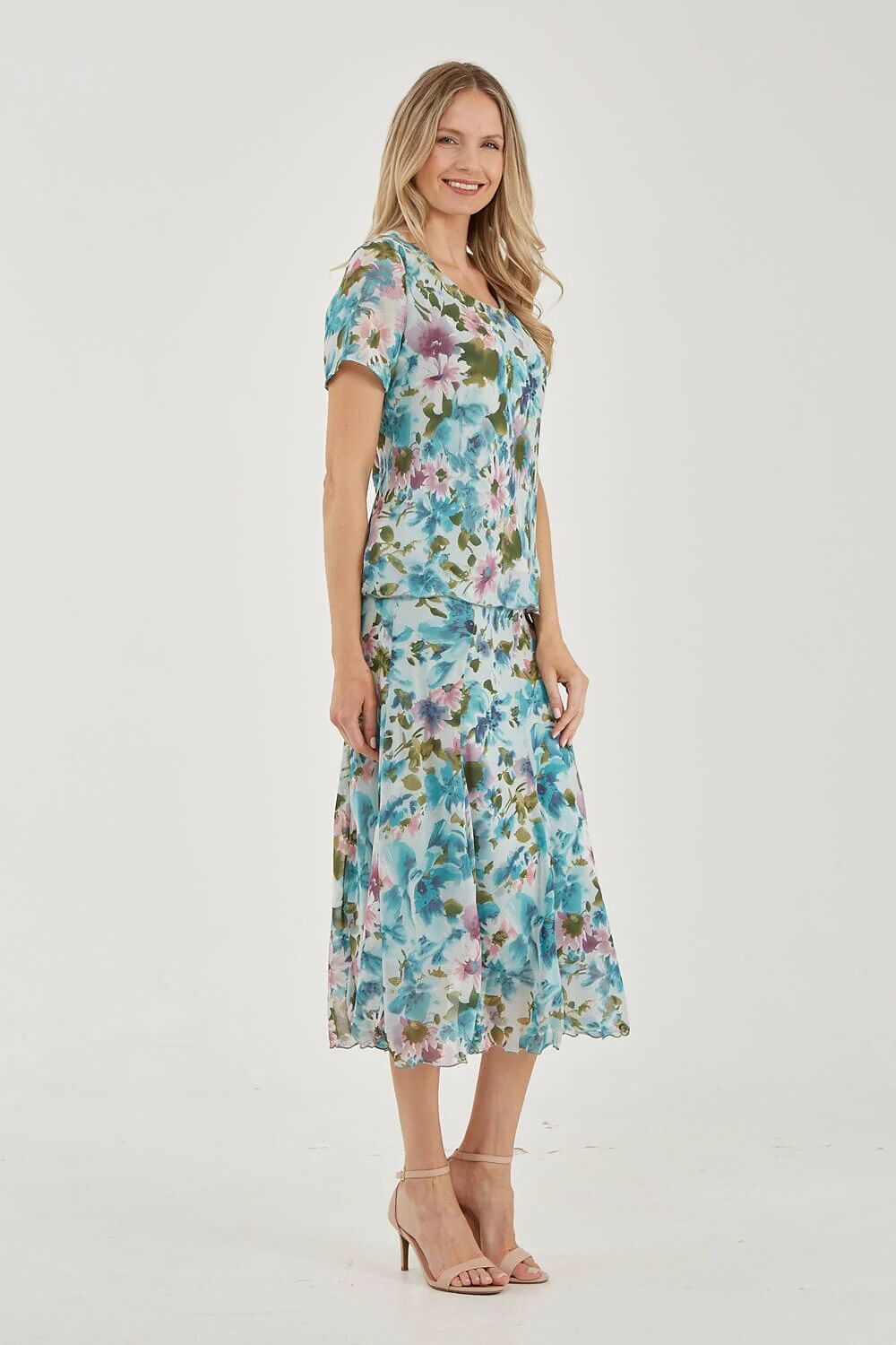 Julianna Floral Chiffon Panel Skirt