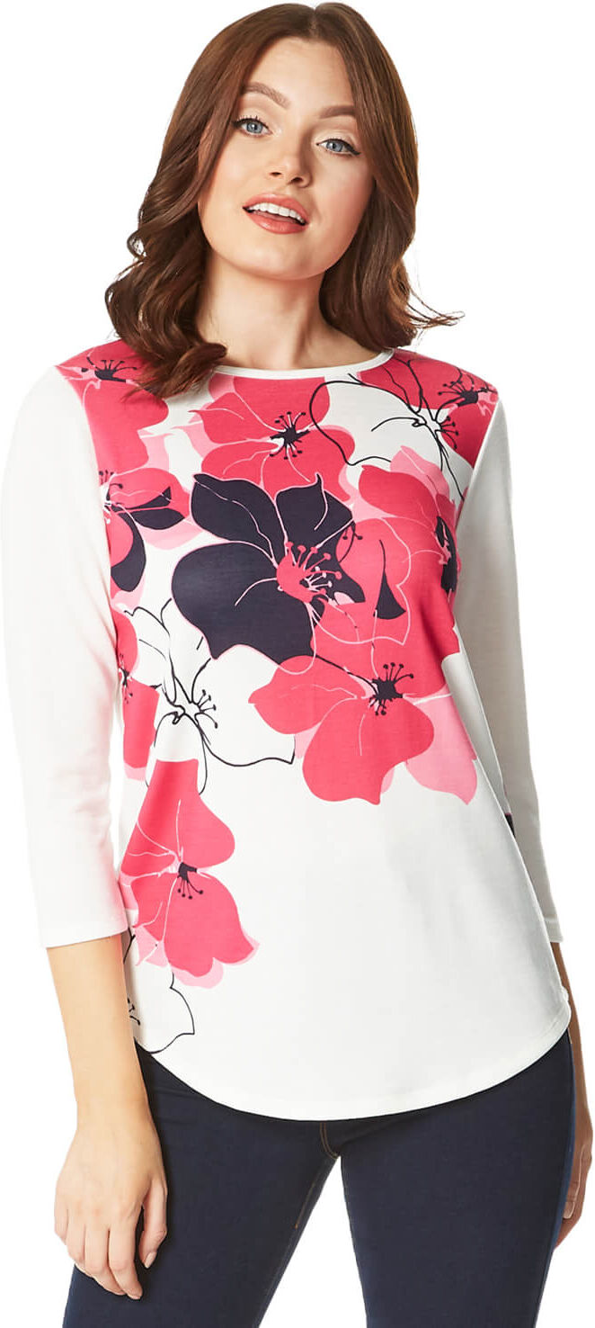Roman Originals Floral Print 3/4 Sleeve Top Roman Originals Floral Print 3/4 Sleeve Top
