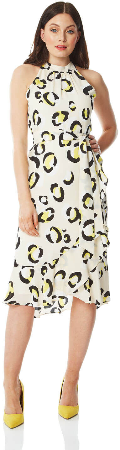 Roman Originals Animal Print Tie Waist Midi Dress