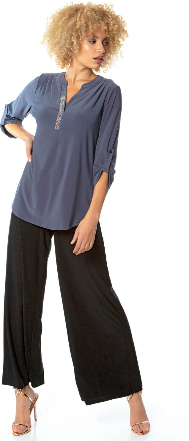 Roman Originals 3/4 Sleeve Embellished Top Roman Originals 3/4 Sleeve Embellished Top