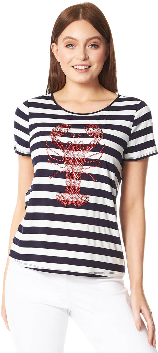 Roman Originals Lobster Stripe Print T-Shirt Roman Originals Lobster Stripe Print T-Shirt