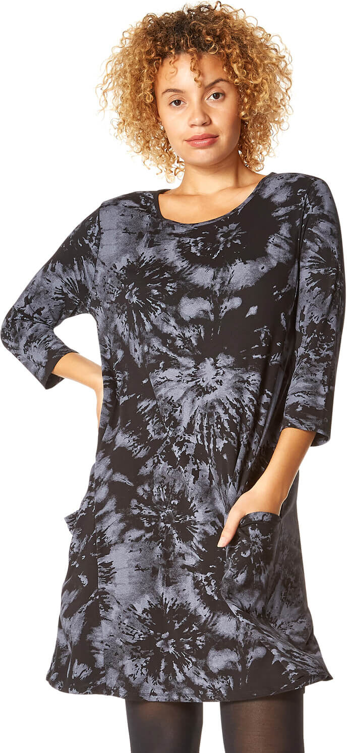 Roman Originals Tie Dye Print Swing Pocket Dress Roman Originals Tie Dye Print Swing Pocket Dress