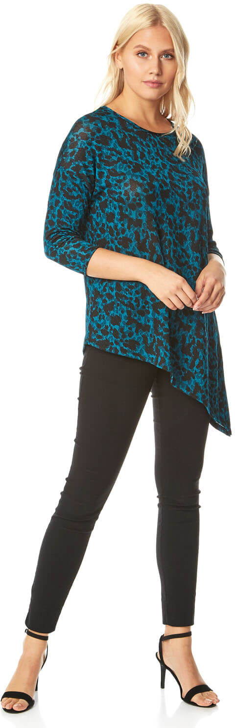 Roman Originals Asymmetric Animal Print Top Roman Originals Asymmetric Animal Print Top