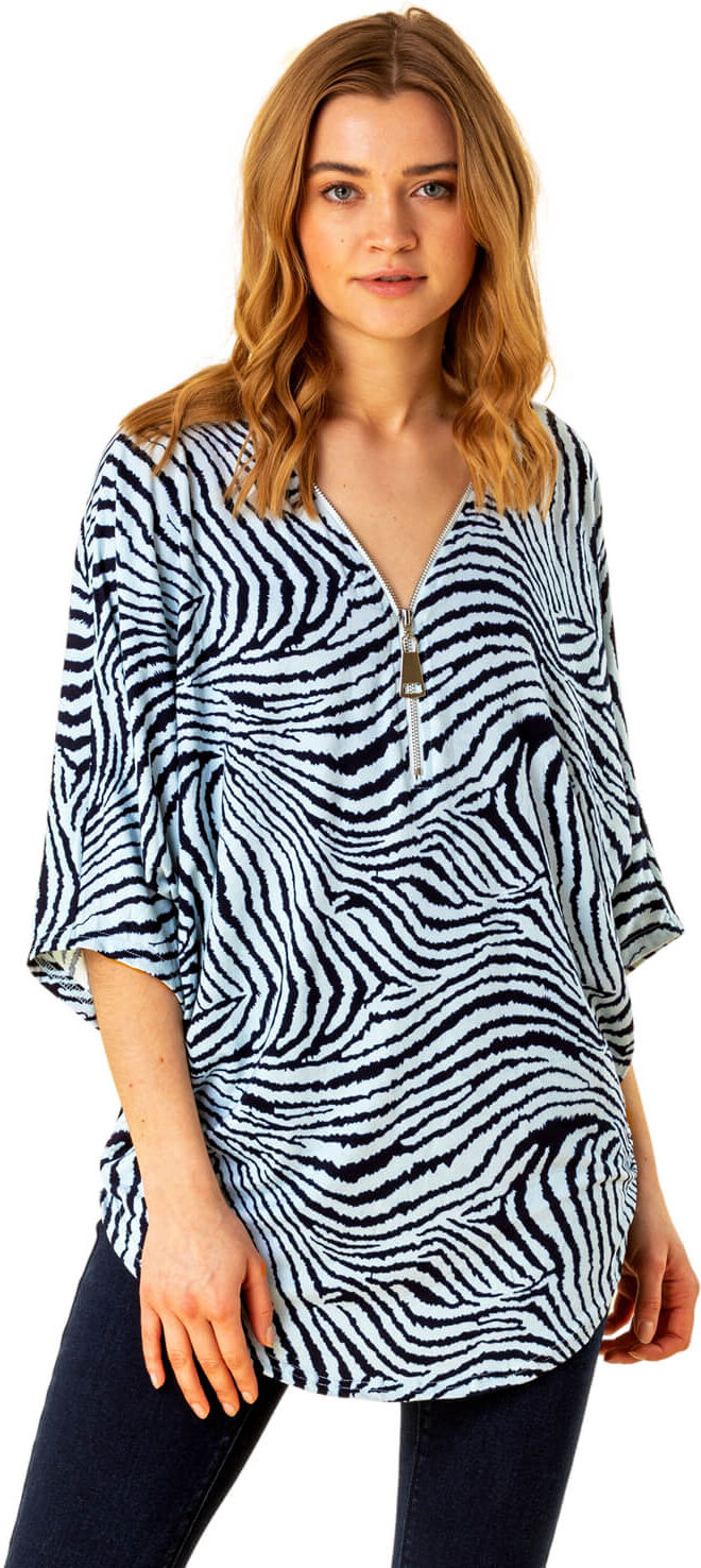 Roman Originals Zip Front Animal Top Roman Originals Zip Front Animal Top
