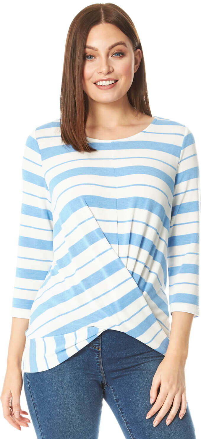 Roman Originals Abstract Stripe Twist Front Top Roman Originals Abstract Stripe Twist Front Top