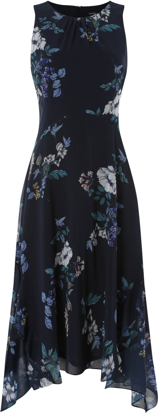 Roman Originals Floral Hanky Hem Ruffle Midi Dress Roman Originals Floral Hanky Hem Ruffle Midi Dress
