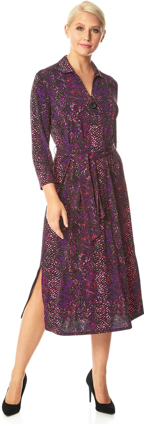 Roman Originals Snake Print Button Detail Shirt Midi Dress Roman Originals Snake Print Button Detail Shirt Midi Dress