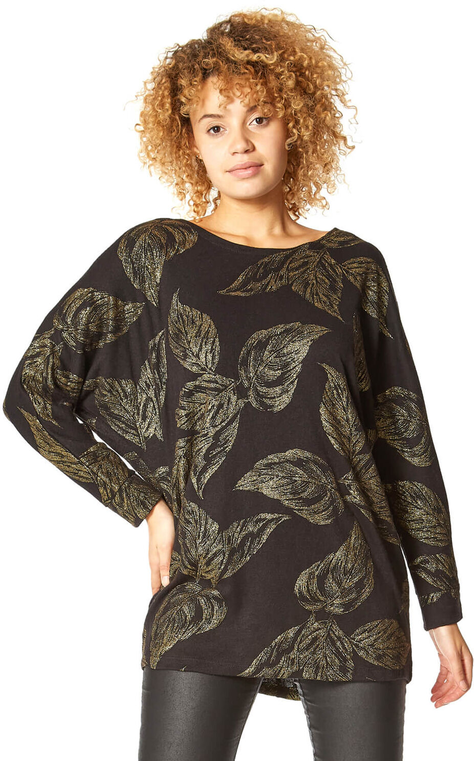 Roman Originals Metallic Leaf Print Top Roman Originals Metallic Leaf Print Top