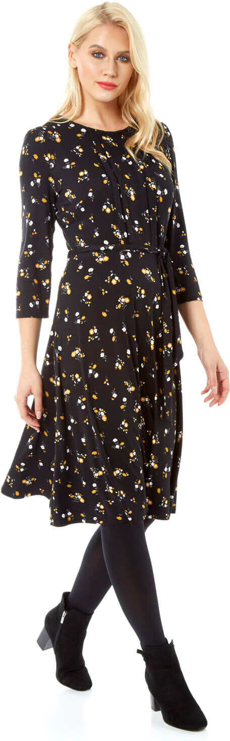 Roman Originals Floral Tie Waist Tea Dress Roman Originals Floral Tie Waist Tea Dress