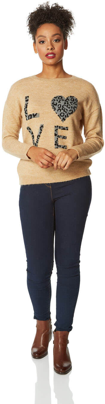 Roman Originals Animal Print Love Logo Jumper Roman Originals Animal Print Love Logo Jumper