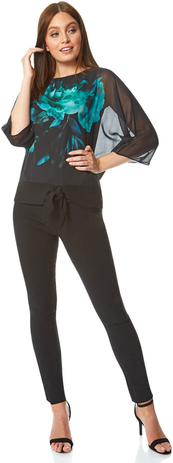 Roman Originals Floral Print Tie Front Top Roman Originals Floral Print Tie Front Top