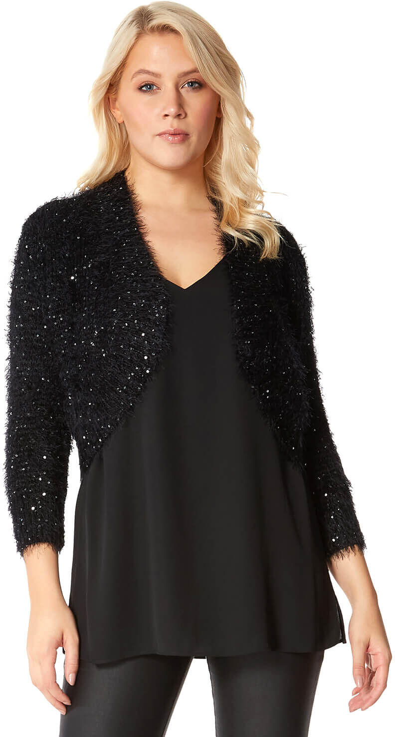 Roman Originals Fluffy Sequin Embellished Bolero Roman Originals Fluffy Sequin Embellished Bolero