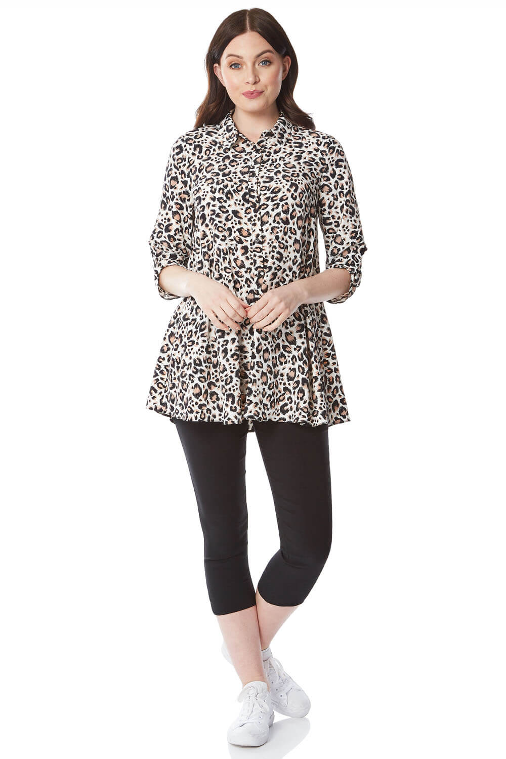 Roman Originals Leopard Print Tunic Blouse