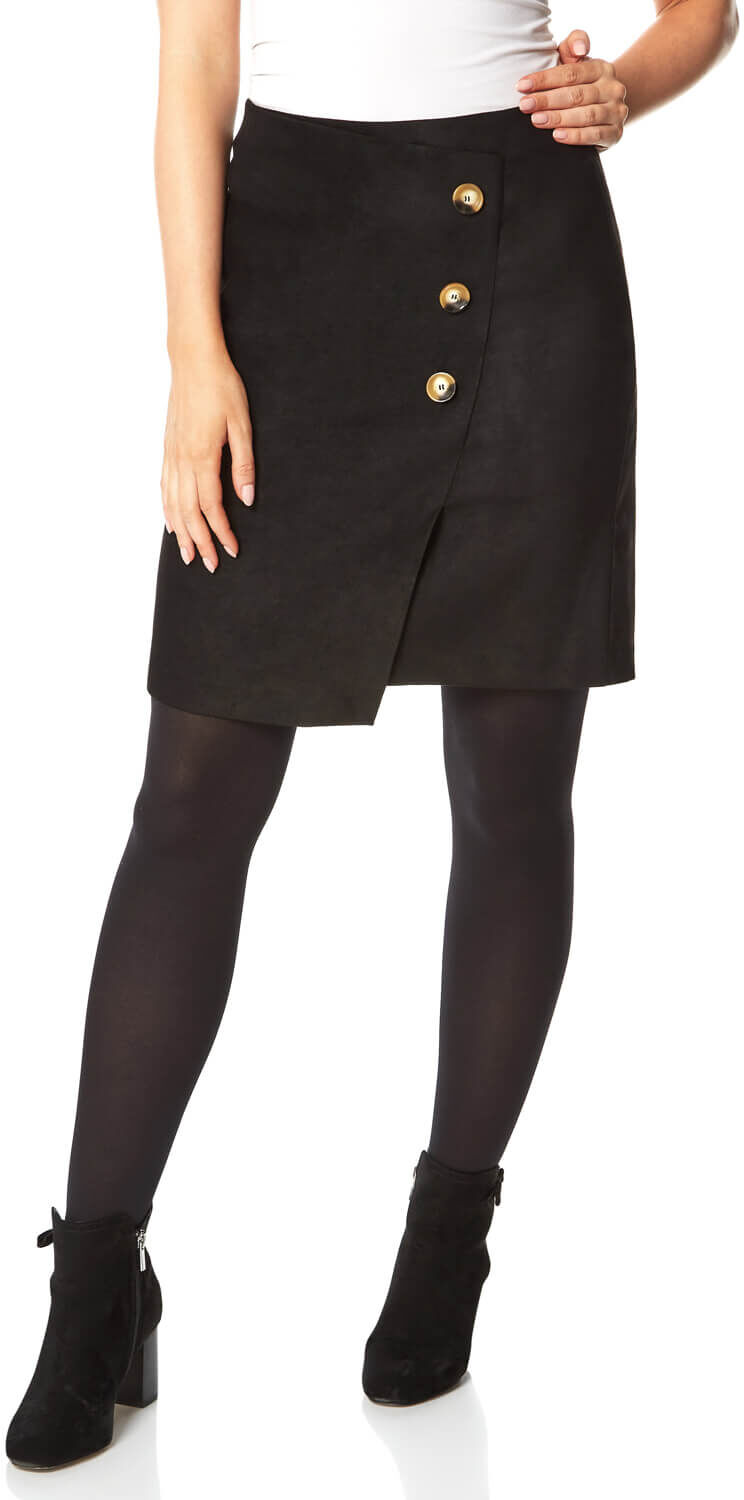 Roman Originals Suedette Button Detail Skirt Roman Originals Suedette Button Detail Skirt