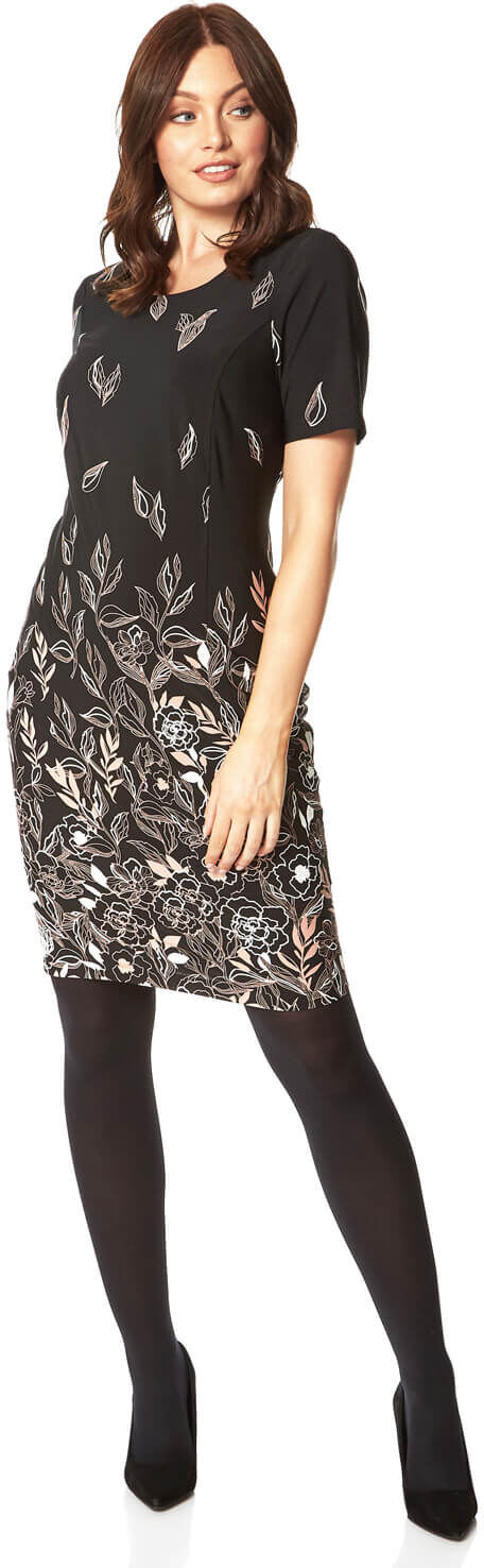 Roman Originals Floral Border Puff Print Dress Roman Originals Floral Border Puff Print Dress