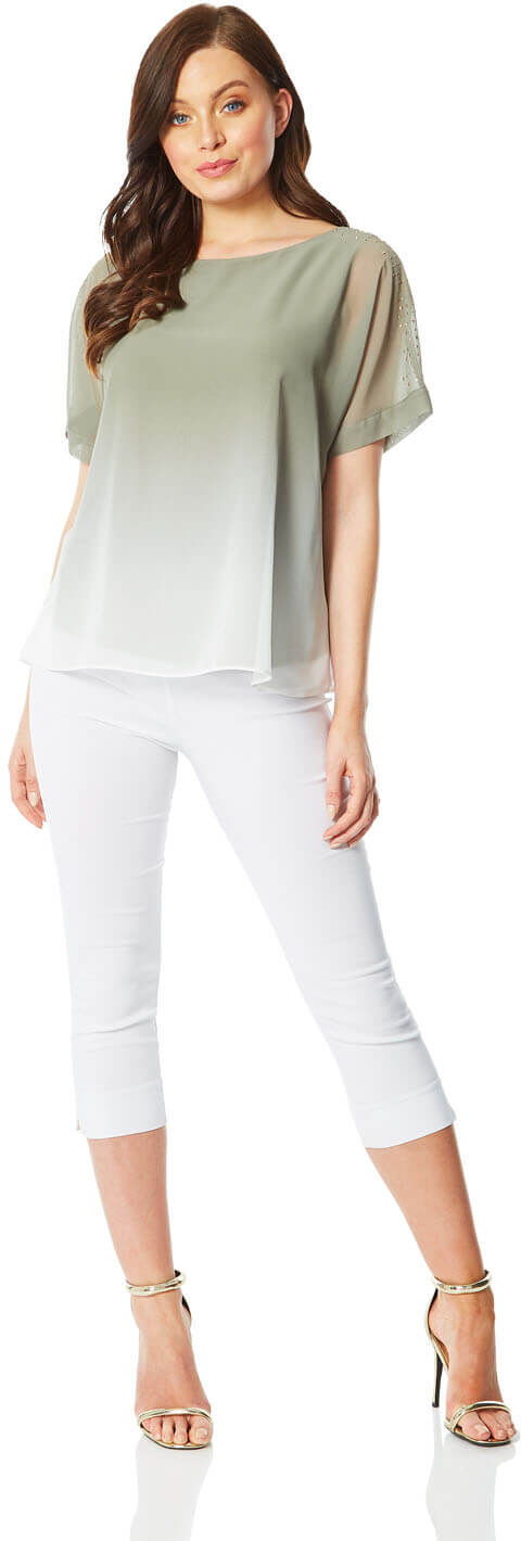 Roman Originals Embellished Ombre Chiffon Top Roman Originals Embellished Ombre Chiffon Top