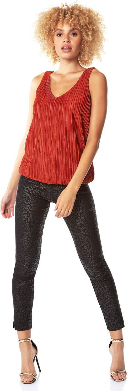 Roman Originals Sleeveless Glitter Plisse Top Roman Originals Sleeveless Glitter Plisse Top