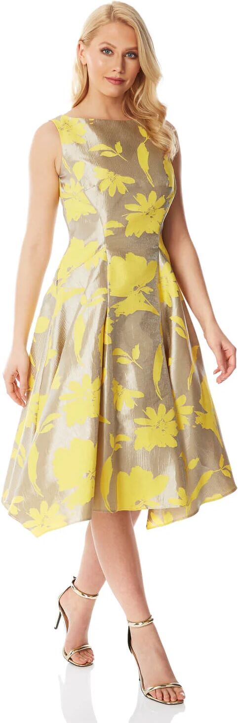 Roman Originals Floral Jacquard Fit and Flare Midi Dress