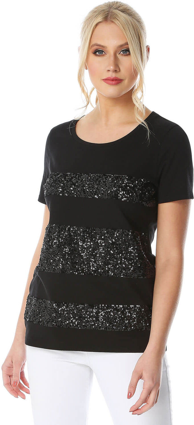 Roman Originals Sequin Stripe T-Shirt Top Roman Originals Sequin Stripe T-Shirt Top