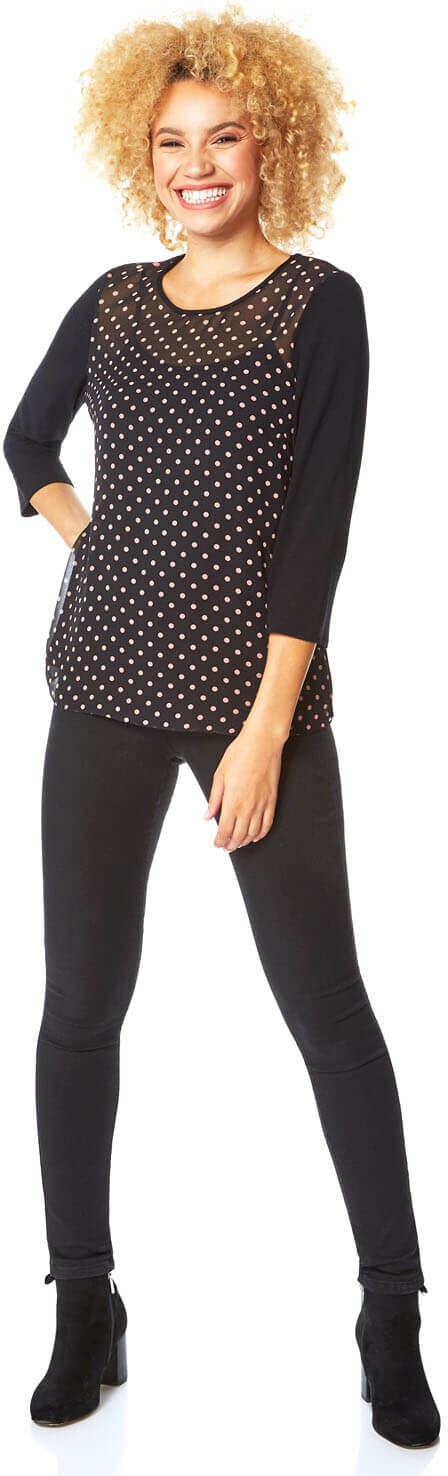 Roman Originals Polka Dot 3/4 Sleeve Top Roman Originals Polka Dot 3/4 Sleeve Top