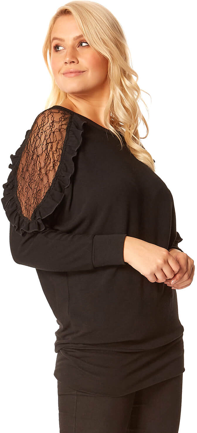 Roman Originals Lace Shoulder Frill Top Roman Originals Lace Shoulder Frill Top