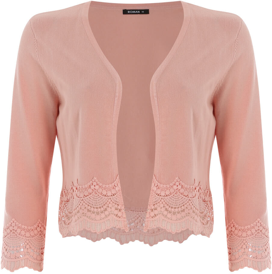 Roman Originals Lace Trim Cropped Shrug Roman Originals Lace Trim Cropped Shrug