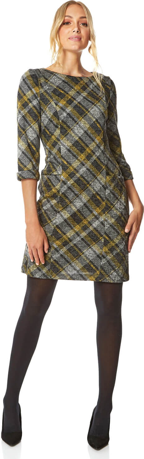 Roman Originals Check Print 3/4 Sleeve Shift Dress Roman Originals Check Print 3/4 Sleeve Shift Dress