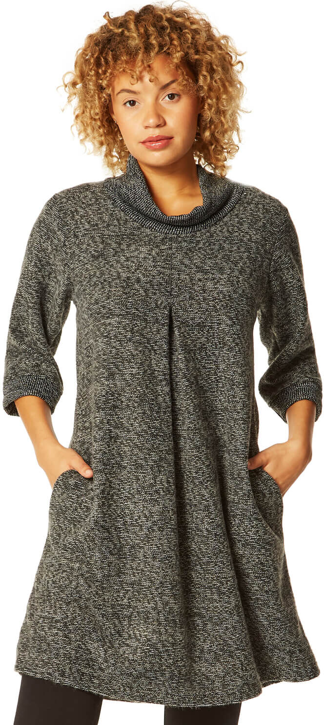Roman Originals Tweed Cowl Neck Pocket Dress Roman Originals Tweed Cowl Neck Pocket Dress