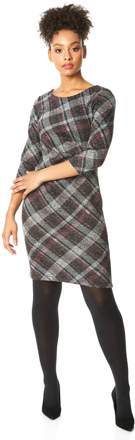 Roman Originals Check Print Ruched Waist Dress Roman Originals Check Print Ruched Waist Dress