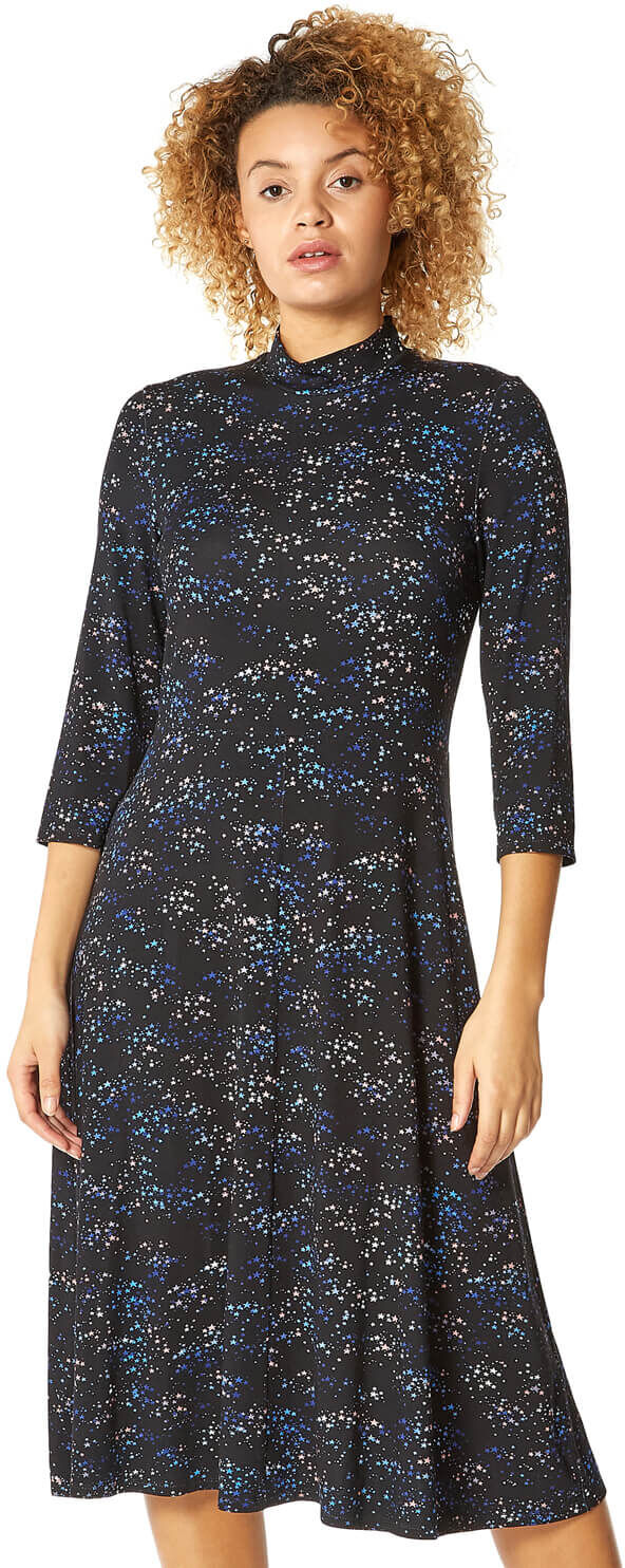 Roman Originals Star Print High Neck Midi Dress Roman Originals Star Print High Neck Midi Dress