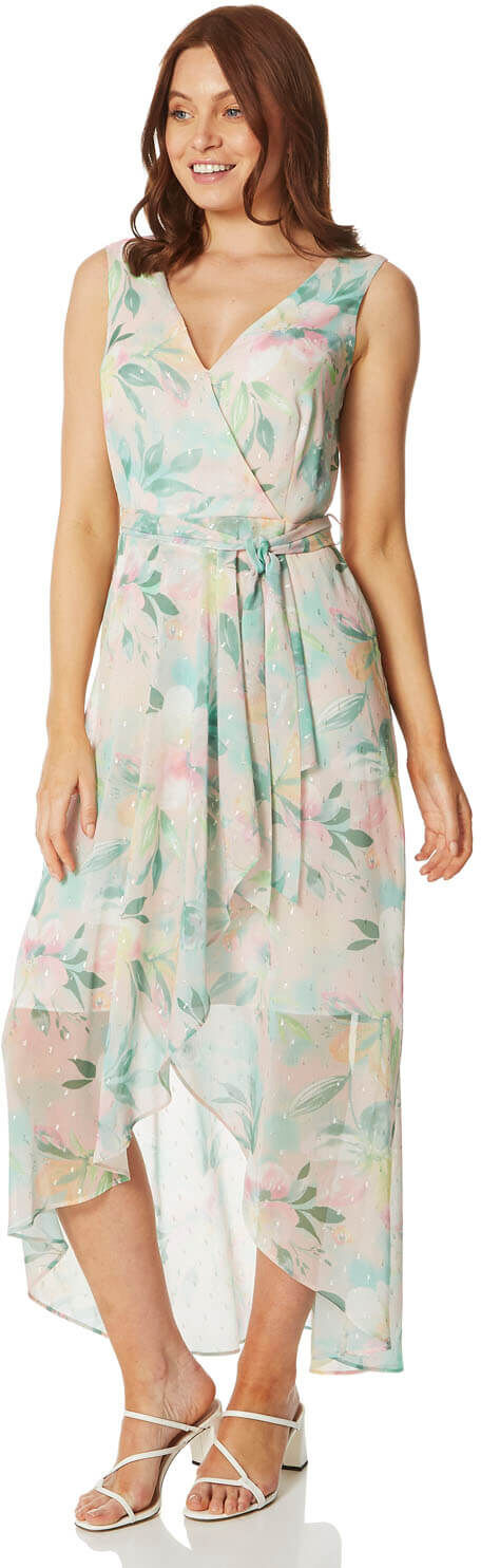 Roman Originals Floral Print Dipped Hem Midi Dress Roman Originals Floral Print Dipped Hem Midi Dress