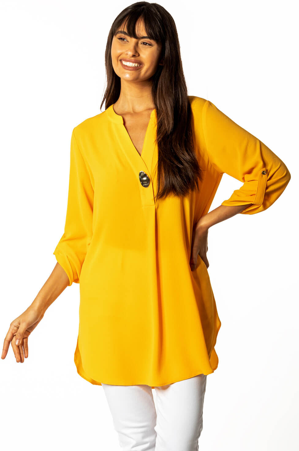 Roman Originals Longline Button Detail Tunic Top Roman Originals Longline Button Detail Tunic Top