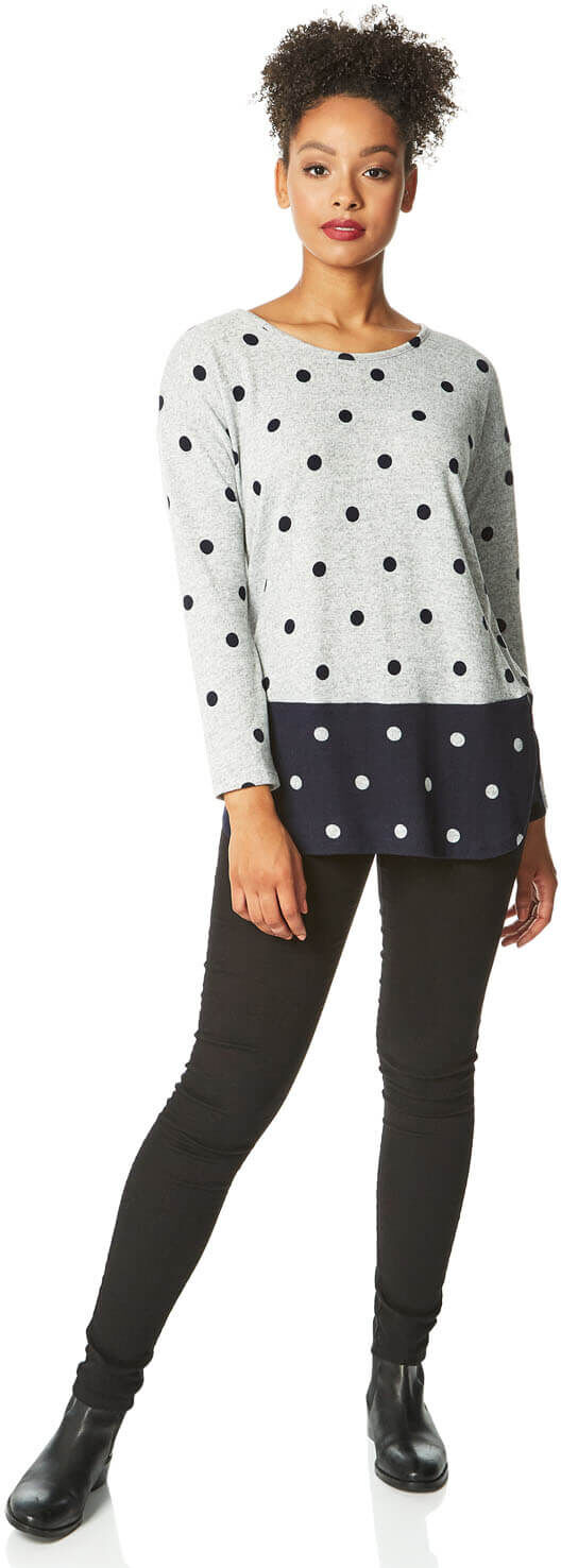 Roman Originals Contrast Spot Print Long Sleeve Top Roman Originals Contrast Spot Print Long Sleeve Top