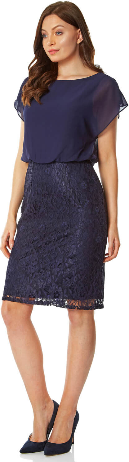 Roman Originals Chiffon Lace Fitted Dress Roman Originals Chiffon Lace Fitted Dress