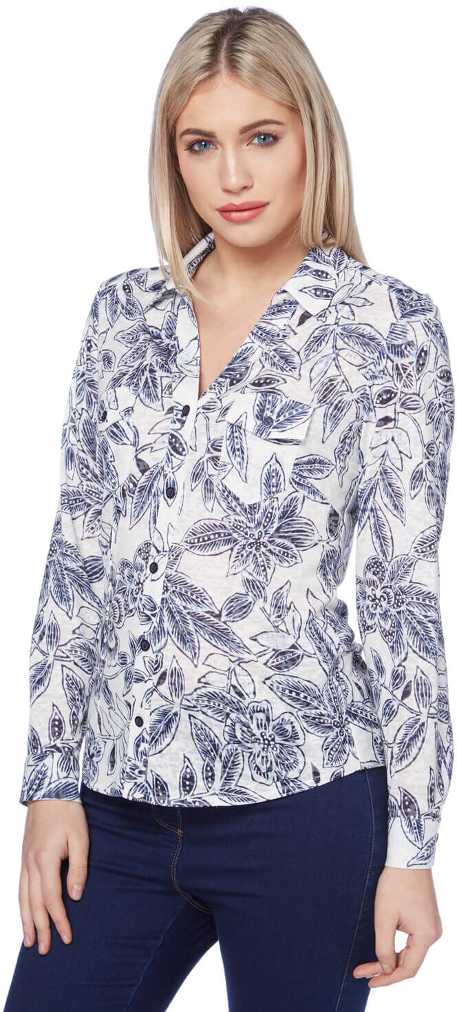 Roman Originals Floral Jersey Burnout Shirt Roman Originals Floral Jersey Burnout Shirt