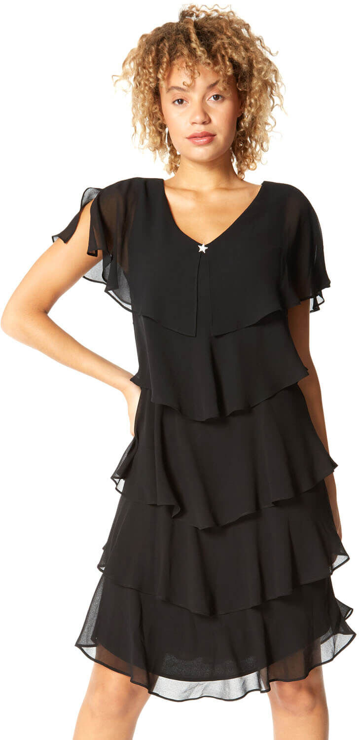 Roman Originals Tiered Chiffon Frill Dress Roman Originals Tiered Chiffon Frill Dress